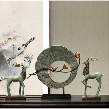 

CHINESE RESIN DEER FIGURINES CRAFTS HOME OFFICE TABLE FURNISHINGS DECORATION HOTEL COFFEE DESKTOP ORNAMENTS ARTWORK WEDDING GIFT