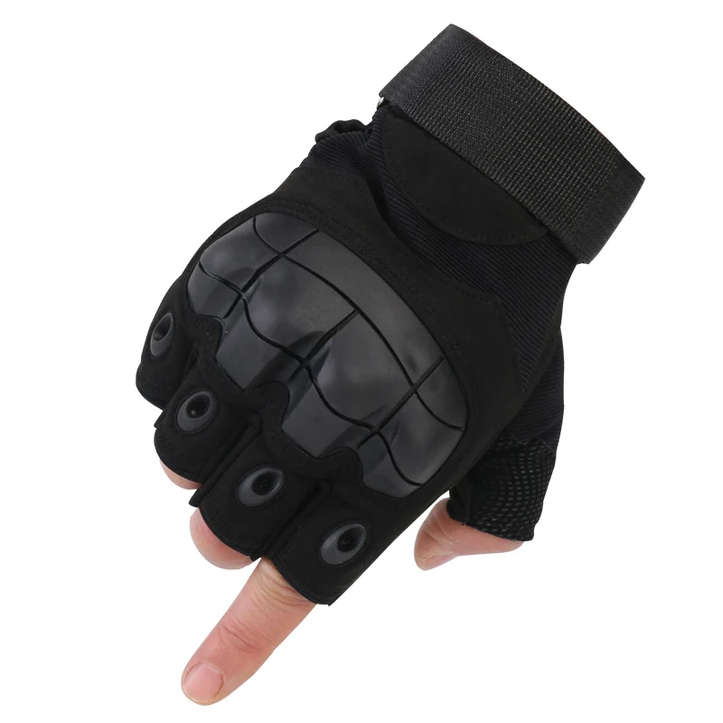 Half finger black Мужские военные тактические перчатки, жесткие перчатки с защитой суставов для стрельбы, страйкбола, мотоцикла, перчатки для улицы - Цвет: Half finger black