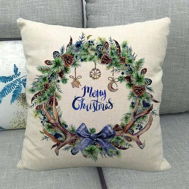Christmas Pillowcase Cushion Covers 45x45cm Sofa Decoration Gift Letter Print Linen Pillow Cover For Home Xmas Ornament 2021 4