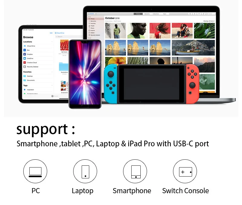 OTG кабель для быстрой зарядки портативный type C/USB C к USB C зарядный провод на Android телефон шнур для redmi note 7,8, One Plus 7 pro