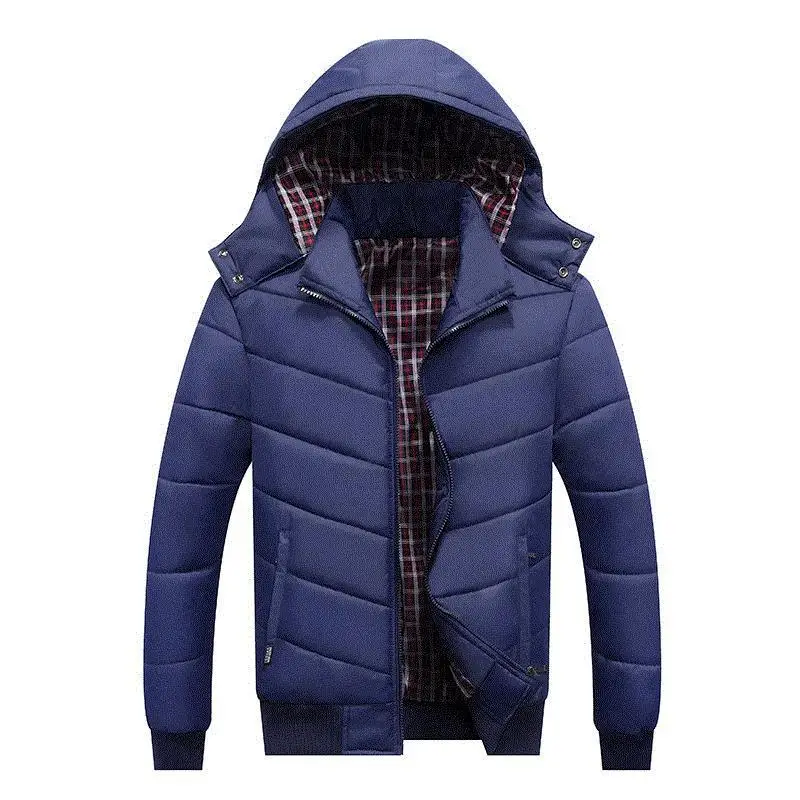 

In 2020, men's cotton warm coat, warm casual Decal coat, solid color thick cotton close fitting coat, new hat men's cotton Decal