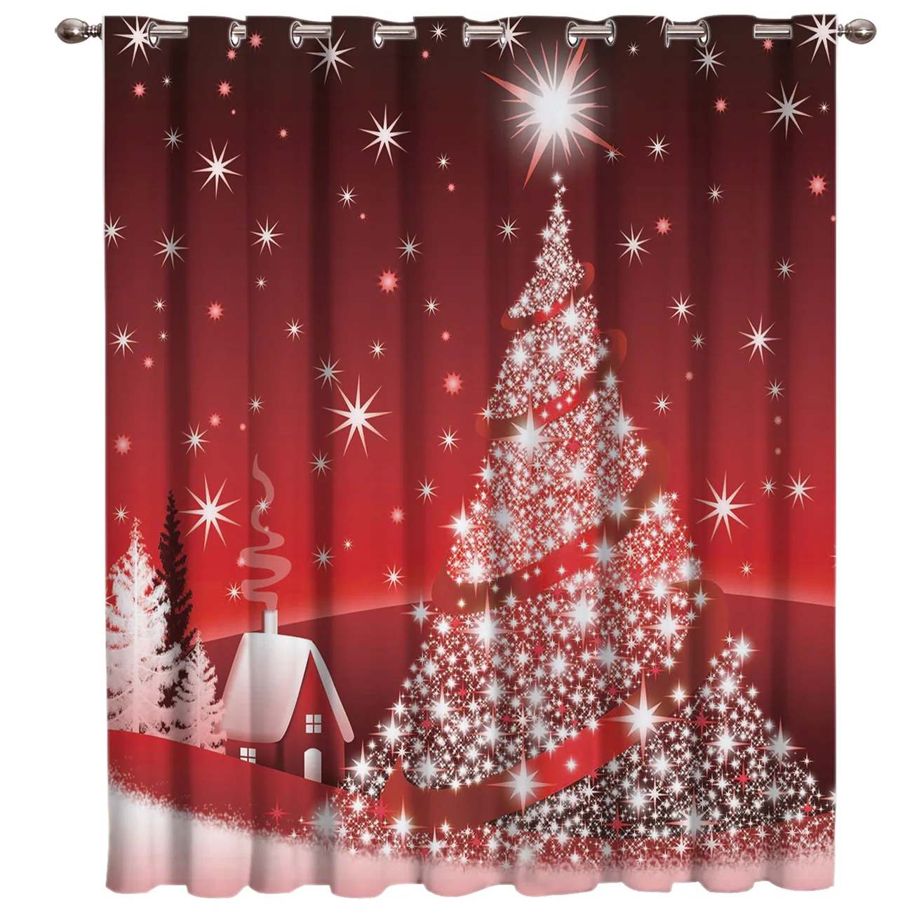 Merry Рождественская елка оконные занавески подзор ванная комната открытый Крытый дети окно лечение