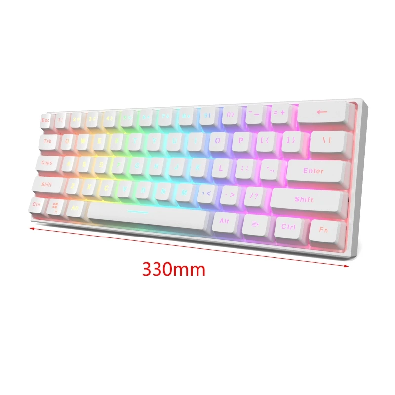 61 Keys Type-C RGB LED Double Skin Milk Wired Mechanical Keyboard Mini Gaming Keyboard Gateron Switchs for PC Mac