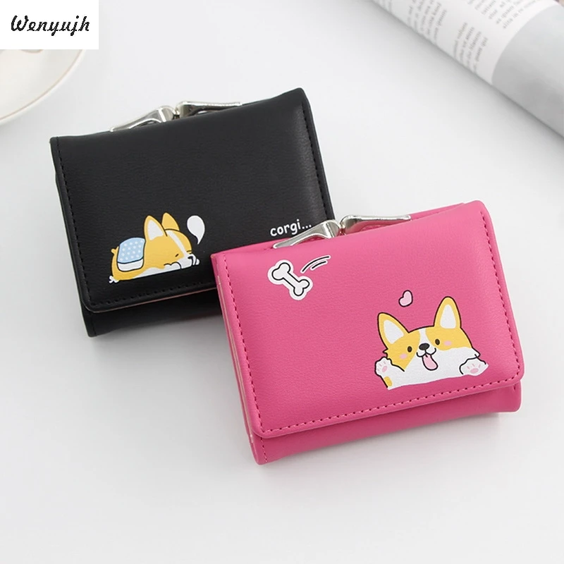 

NEW Wallet Cute Corgi Doge Design Women's Wallets PU Leather Female Short Money Purses With Coin Pocket New Cartera Mujer