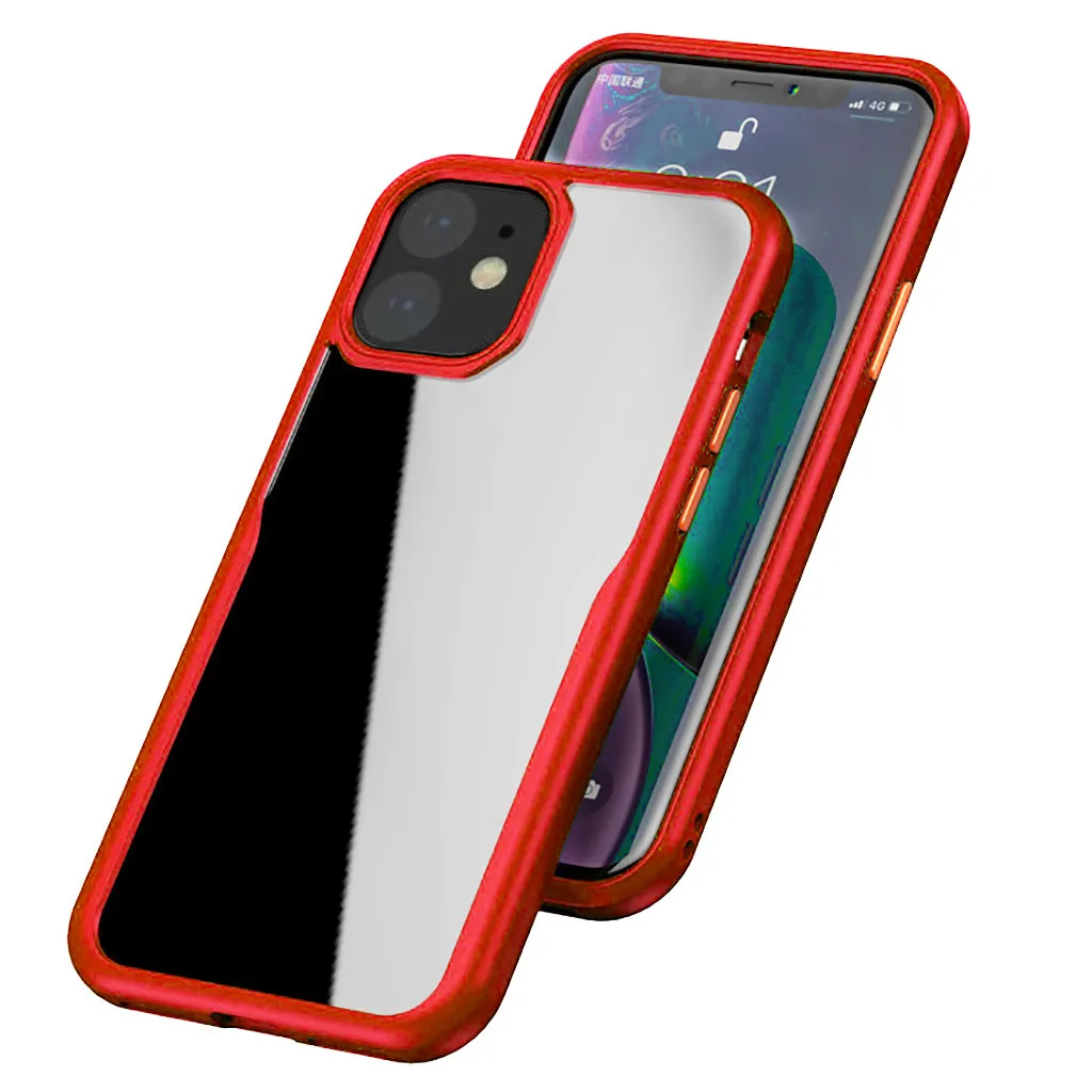 1 чехол из полиуретана для телефона, чехол для iPhone 11, 6,1 дюймов, амортизация, прозрачный защитный чехол из ТПУ, матовый, грязеотталкивающий чехол для iPhone 11 - Color: Red