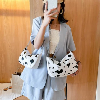 

Women Cow Milk Daily Shoulder Female Handbag Casual Leather Crossbody Bag Purse Fashion Exquisite Shopping Bag