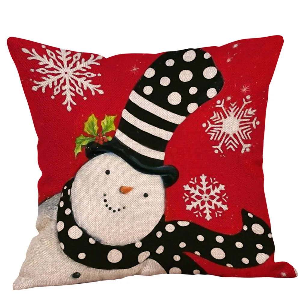 Pillowcase 4pc Merry Christmas Pillow Cases Cotton Linen Sofa Cushion Cover Home Decor Pillow Cover Poszewka Na Poduszki#20