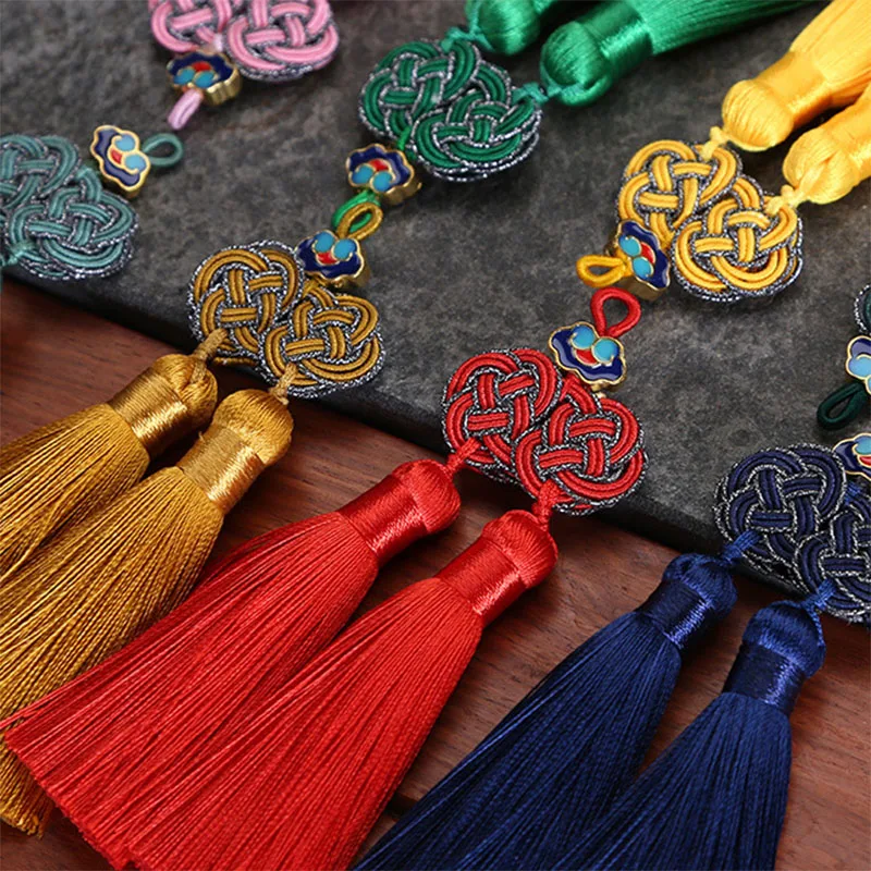 1Pcs Knot Double Tassel Jewelry Polyester Decoration Ice Silk Fan Pendant Accessories Bookmark Chinese knot Small Spike 1Pcs Knot Double Tassel Jewelry Polyester Decoration Ice Silk Fan Pendant Accessories Bookmark Chinese knot Small Spike