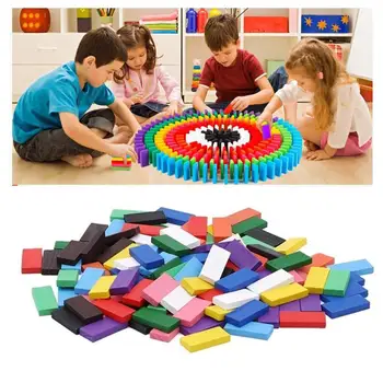 

120pcs Colored Wooden Building Blocks Educational Intelligence Children Early Learning Domino Blocks Game Toys