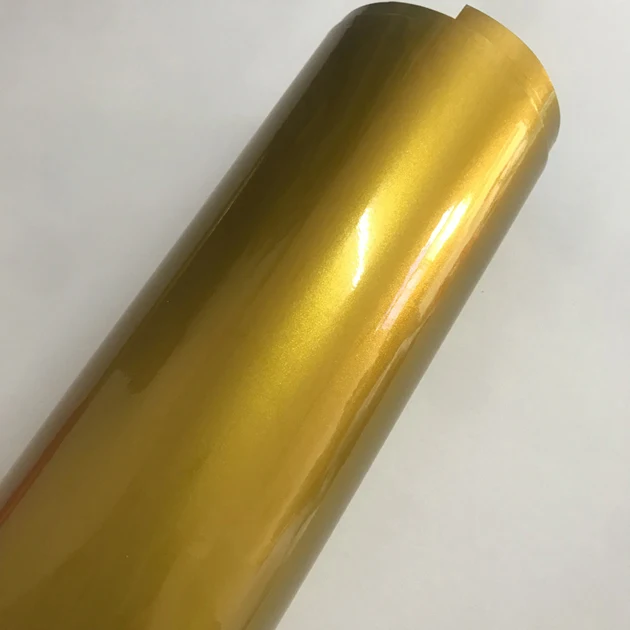 Gold Блестящая металлическая бронзовая виниловая пленка Конфета Глянцевая серая автомобильная пленка наклейка с воздушными пузырями Авто мотоциклетная пленка пинг покрытие фольга - Название цвета: Gold
