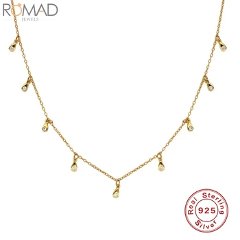 

925 Sterling Silver Necklaces For Women Water Drop Zircon Chain Teardrop Luxury S925 Jewelry Necklace Women Pendientes Collares