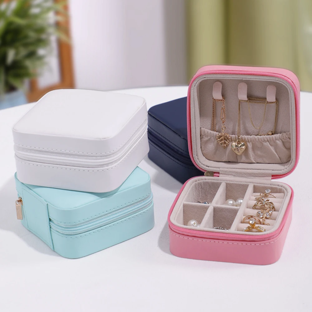 2021 Jewelry Organizer Display Travel Jewelry Case Boxes Travel Portable Jewelry Box Leather Storage Organizer Ring Earring Hold 1