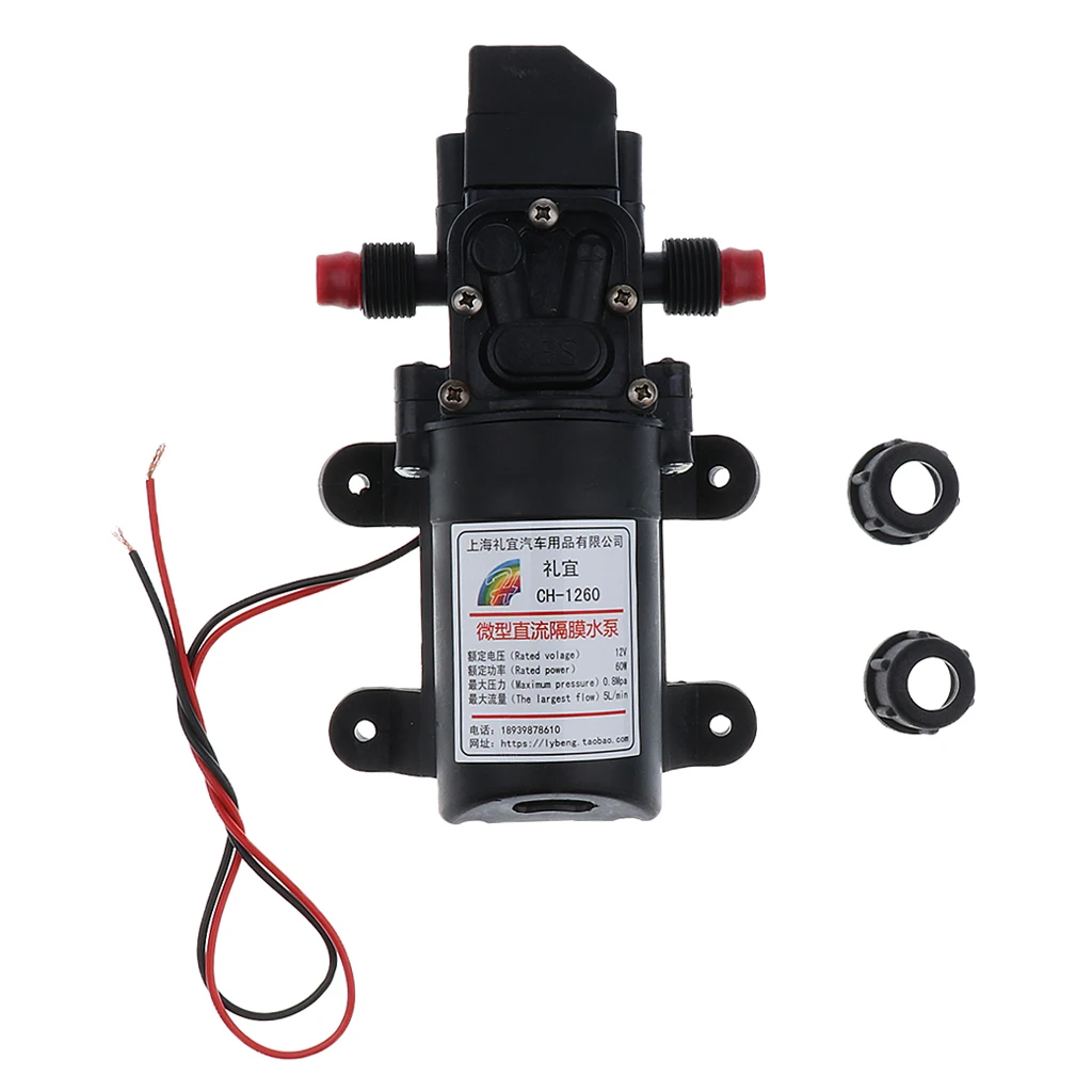 Diaphragm Pump, 12V 5L/Min High Pressure Self Priming Water Pump, 100psi for RV Camper/ Marine/ Boat/ Lawn