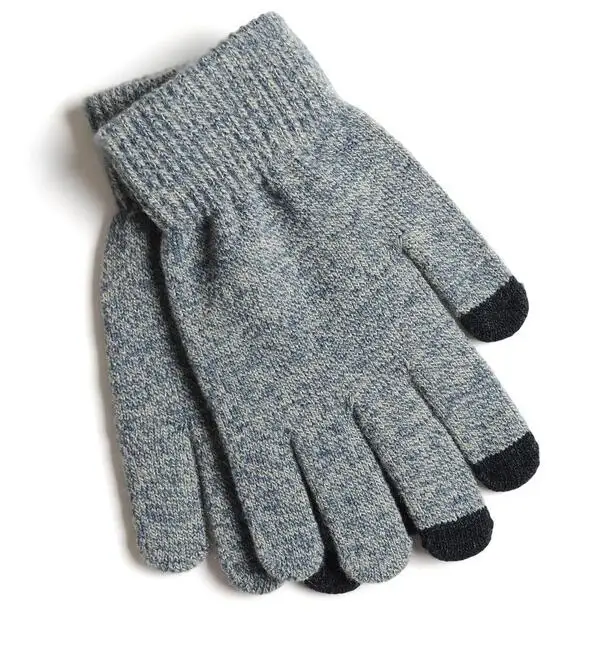Простые вязаные перчатки с сенсорным экраном мужские зимние теплые шерстяные плюс бархатные Нескользящие велосипедные женские уличные перчатки G57 - Цвет: Light Gray