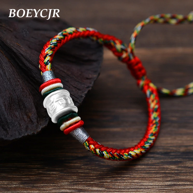 Браслеты BOEYCJR S999 из стерлингового серебра с бусинами мантра модные ювелирные