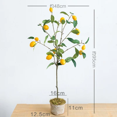 Лимонное дерево Горшечное комнатное растение для садовые растения искусственный бонсай горшок для гостиной украшение пола домашний декор, Зеленый завод - Цвет: A