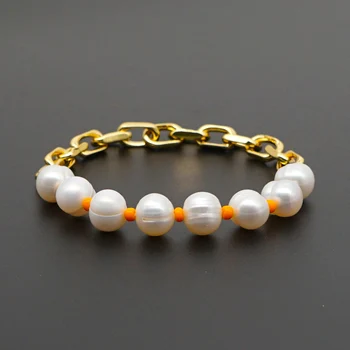 

GO2BOHO Bracelet Femme Bracelets Women Gift Boho Summer Jewelry Fresh Water Pearls Stainless Steel Chain Pulseras Mujer Handmade