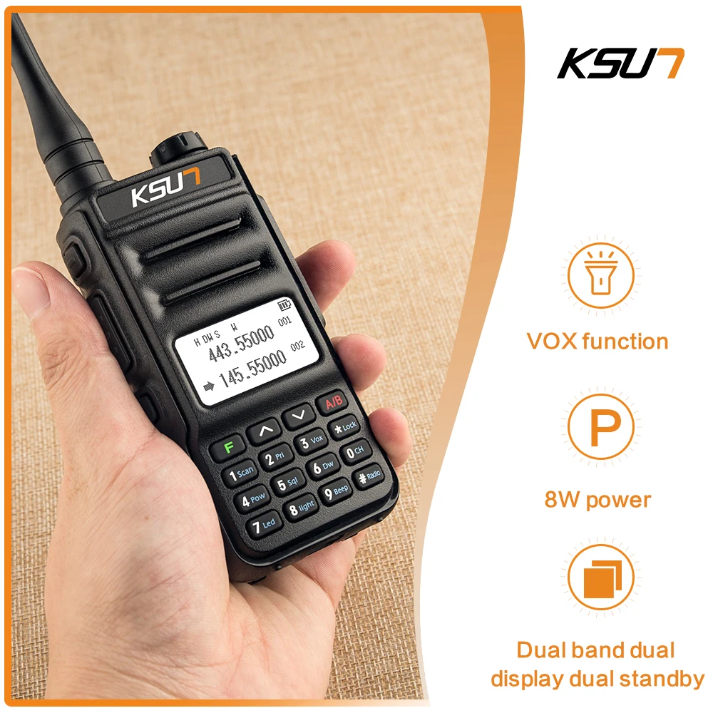 KSUN  Walkie Talkie Dual Band Handheld Two Way Ham