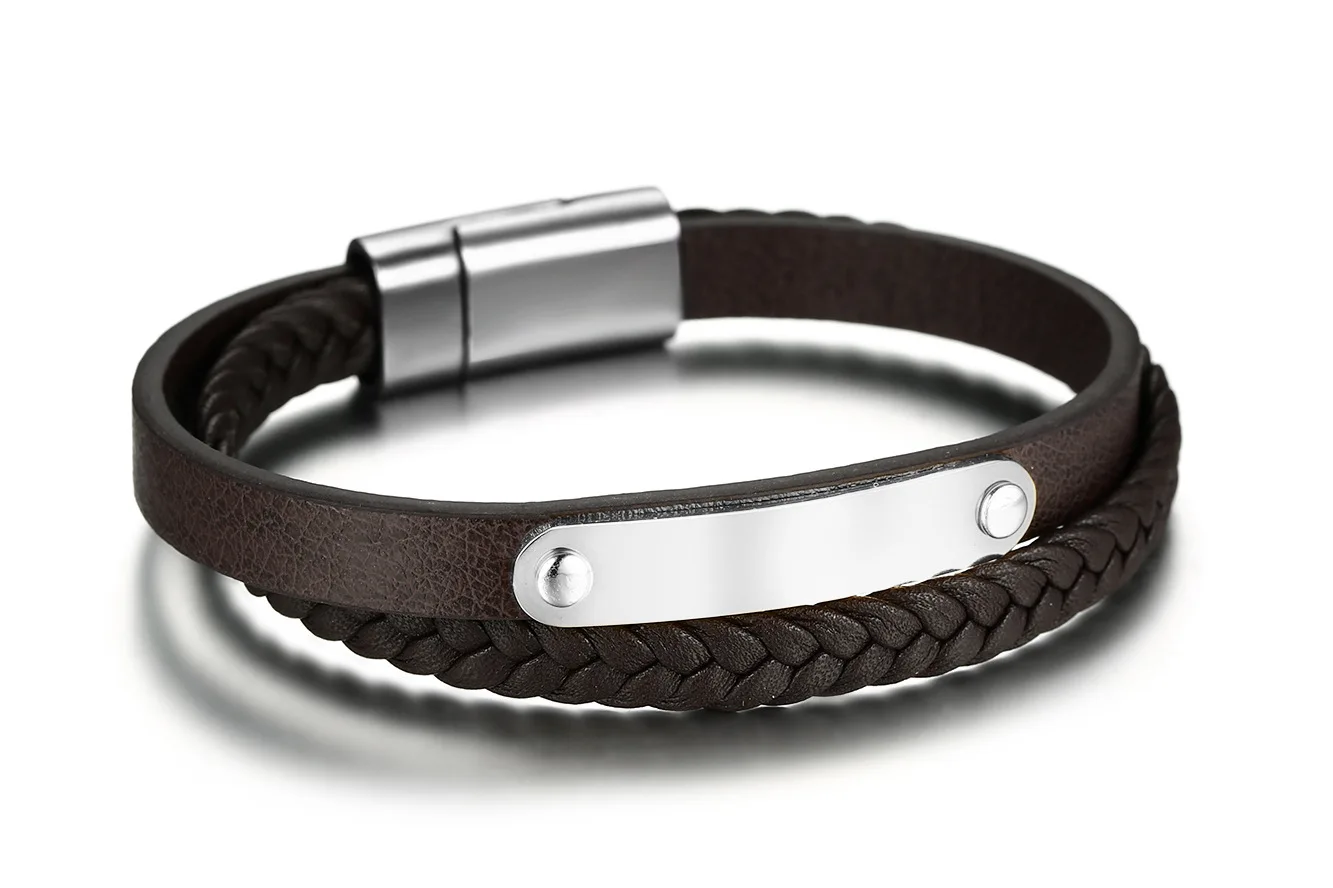 FXM нержавеющая сталь браслет manbracelet популярный браслет человек одиночный стальной материал кожа коричневый черный цвет