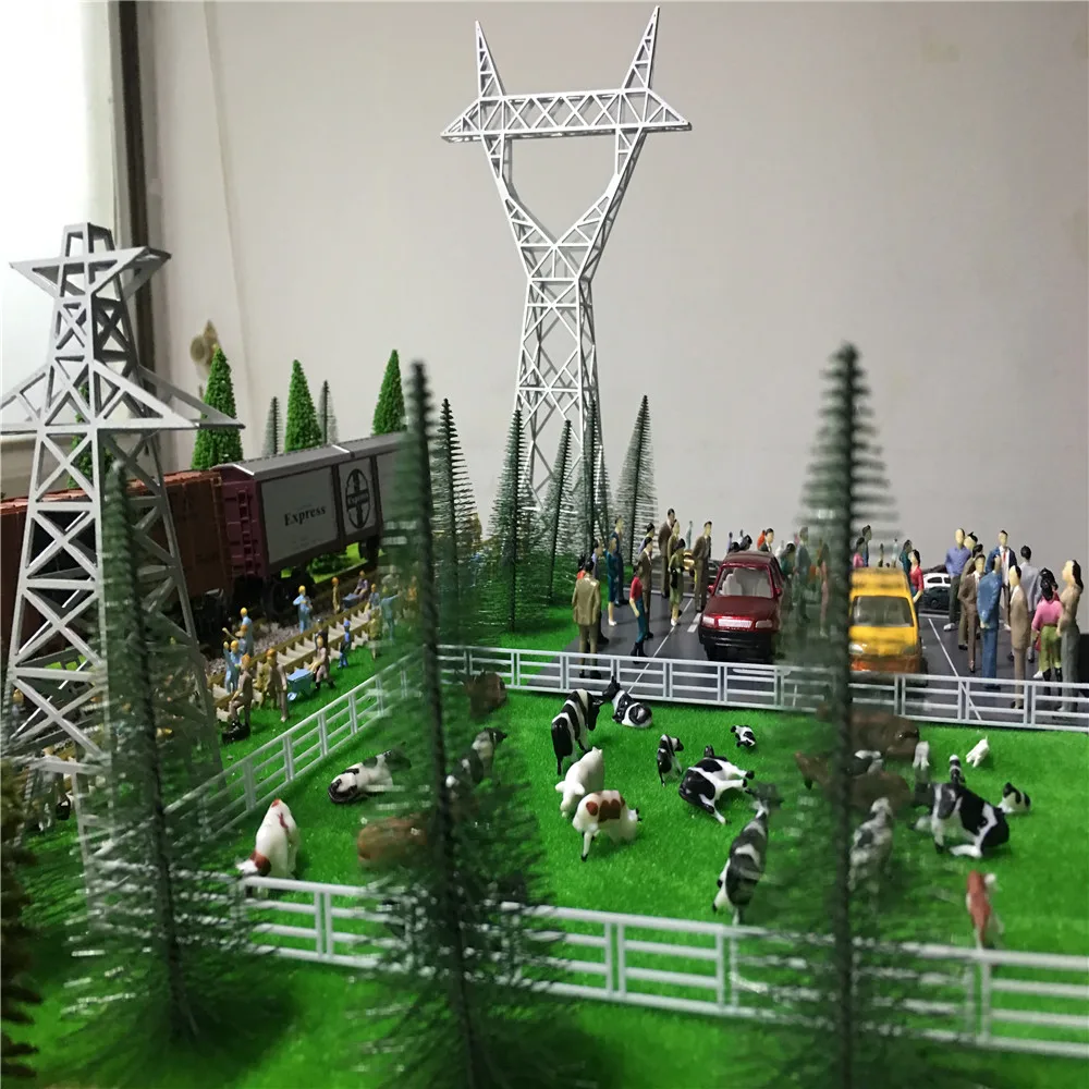 Sand Table Model High Voltage Tower Transmission Tower Cable Tower Model Plastic Barrel Tower For Ho Train Layout - Image 6