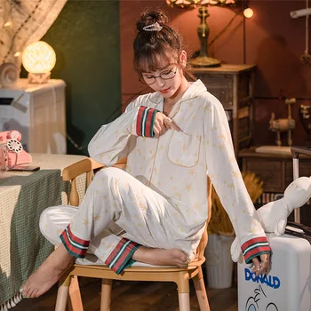 

Cardigan Velvet Pants Sleepwear 2PCS Female Nightwear Pajama Set Women Home Suit Nightgown Pijama Mujer пижама женская