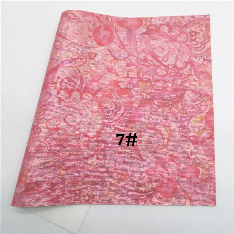 7 Glitterwishcome 21X29 см A4 размер с цветочным принтом искусственная кожа ткань, переливающиеся синтетические кожаные ткани листы для бантов, GM498A - Цвет: 7