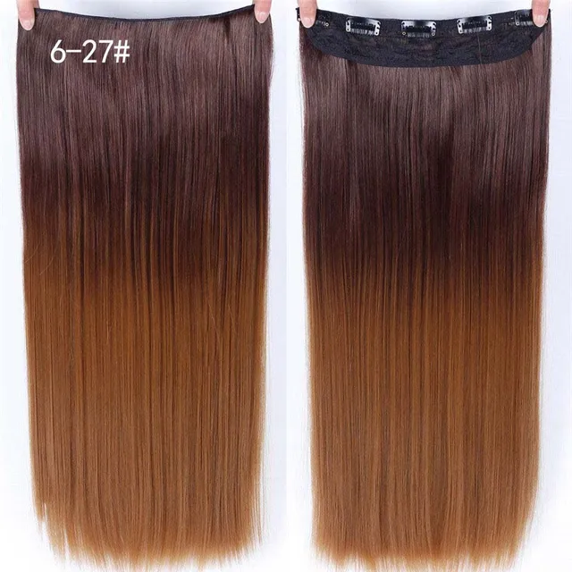 DIFEI Synthetic 24 Inch 5 Clip Long curly Women Clip in Hair Extensions Black Brown High Tempreture Hair Piece #26