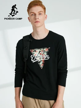 

Pioneer Camp Camo Long Sleeve T-shirt Male Casual Triangle Military Graphic Autumn Crew Neck Stretch tshirt Teen Men ACT901282