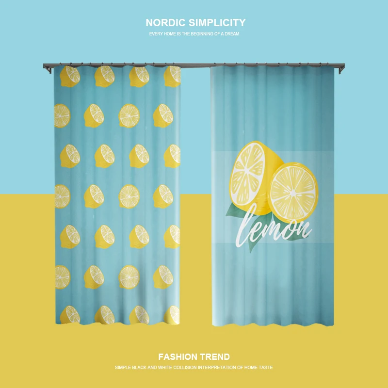 Мультяшные занавески s для детской спальни небесно голубые желтые лимонные