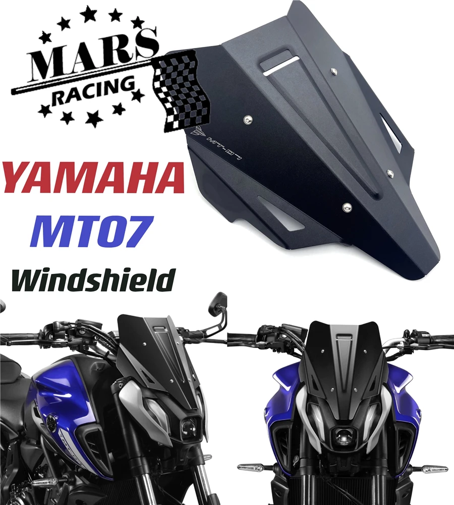 

Подходит для YAMAHA FZ07 MT07 MT-07 mt07 2021 2022 мотоциклетный черный ветровой экран лобового стекла комплект из алюминия дефлектор обтекатель