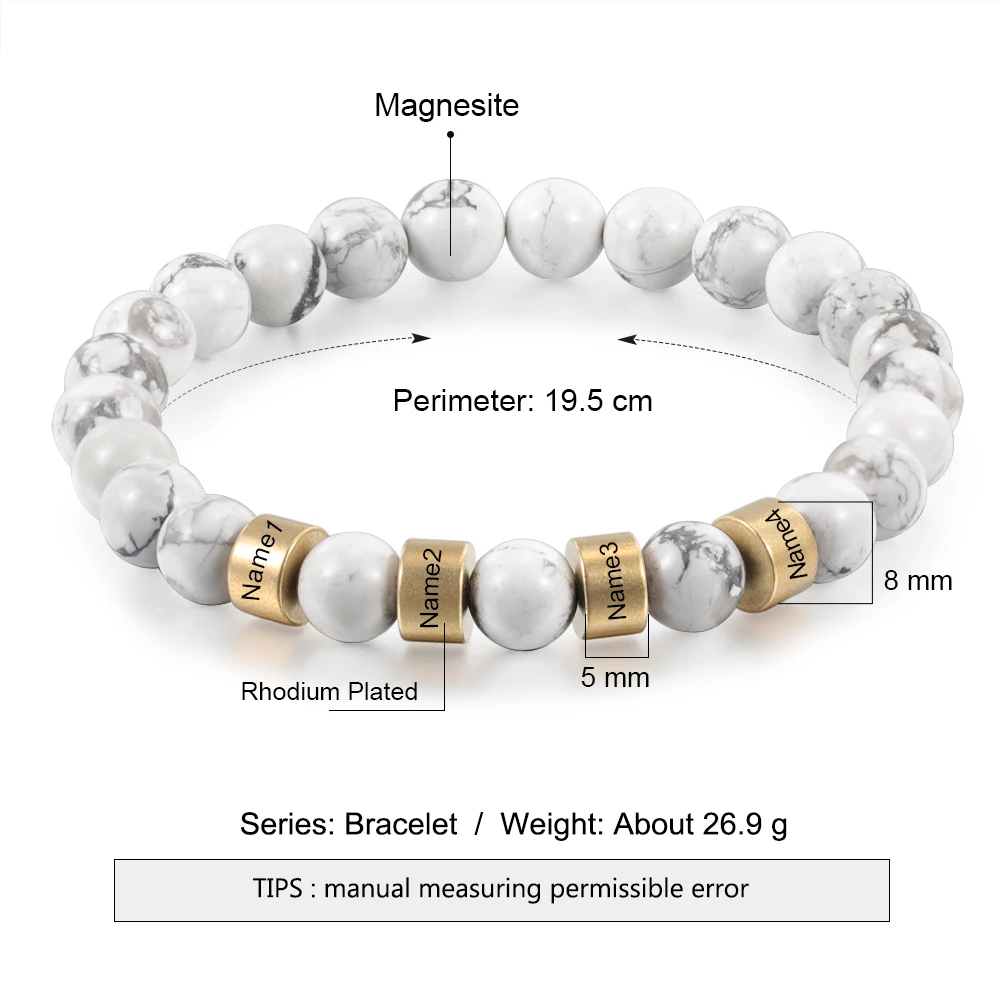 Personalized Name Engraving Men Bracelet Customized Lava Tiger Eye Stone Beads Bracelets Handmade Jewelry Gifts for Boyfriend