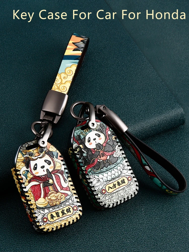 Leather Car Key Case Cover Keychain for Honda Jade Crider 2015 Odyssey 2018 Vezel City Spirior Pilot Freed 2020 Auto Accessories