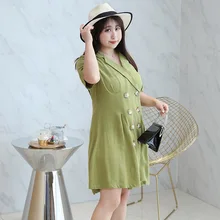 Xuan chen/костюм больших размеров для девочек; платье на пуговицах; летний стиль; юбка больших размеров; 6689