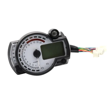 

Motorcycle LCD Digital Odometer Speedometer Waterproof - 15000 RPM MPH 299 km/h White Panel