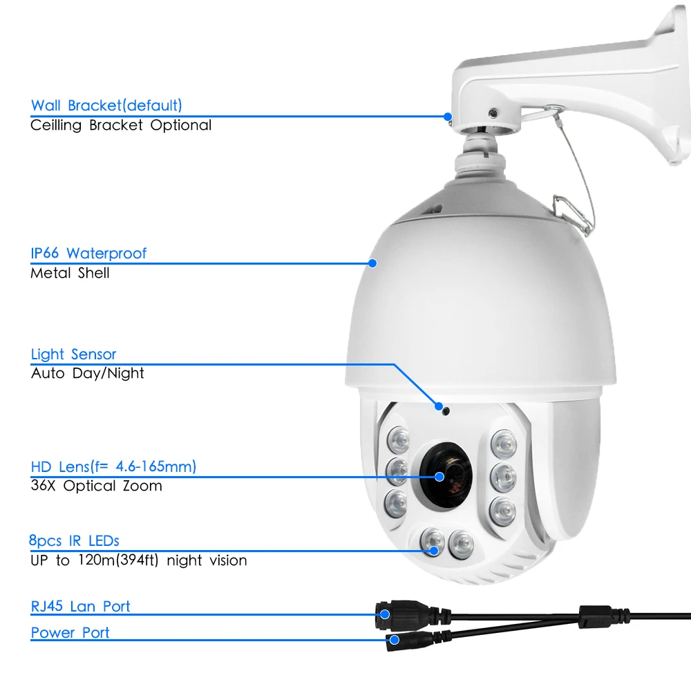 HD 1080P 5MP PTZ IP камера наружная Onvif 40X ZOOM Водонепроницаемая средняя скорость