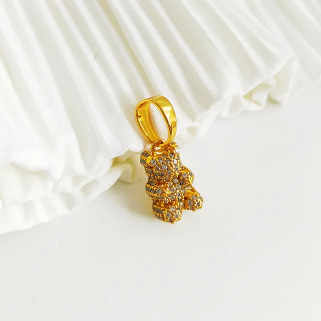 Pendant Necklace for Women Korean Colorful Bear Blue Zircon Crystal Neck Chain Female Jewelry Free Shipping Gift 18k Gold Plated Pendant 11