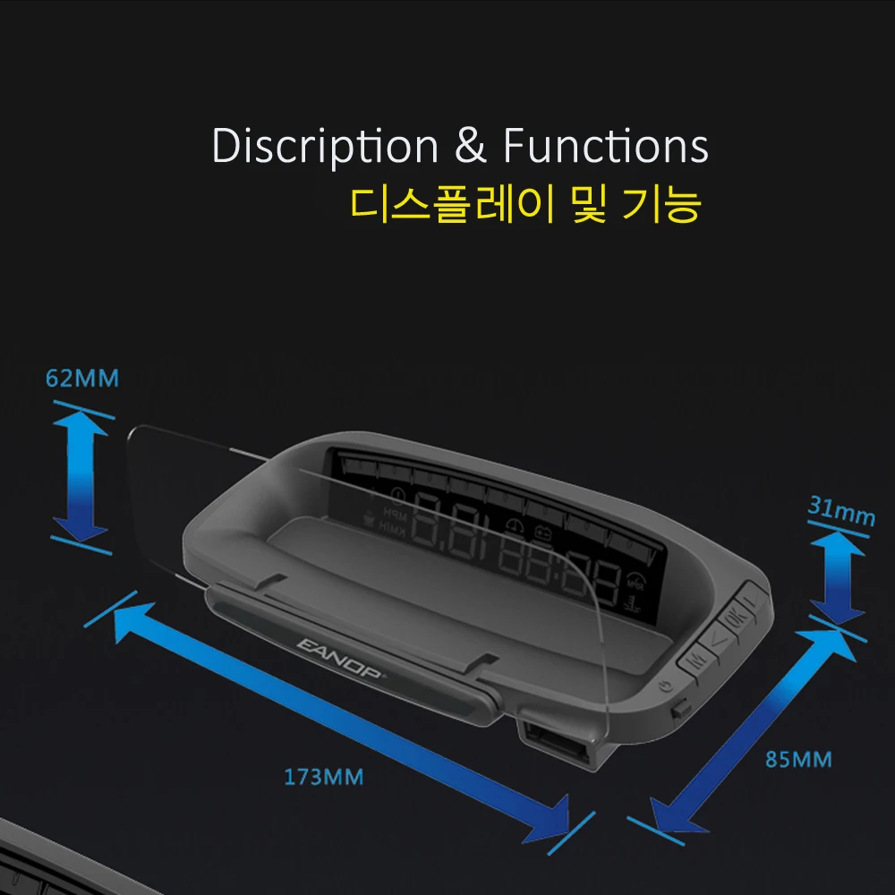 EANOP M40 OBDII HUD ڵ   ÷ obd2   ӵ   ˶   rpm 