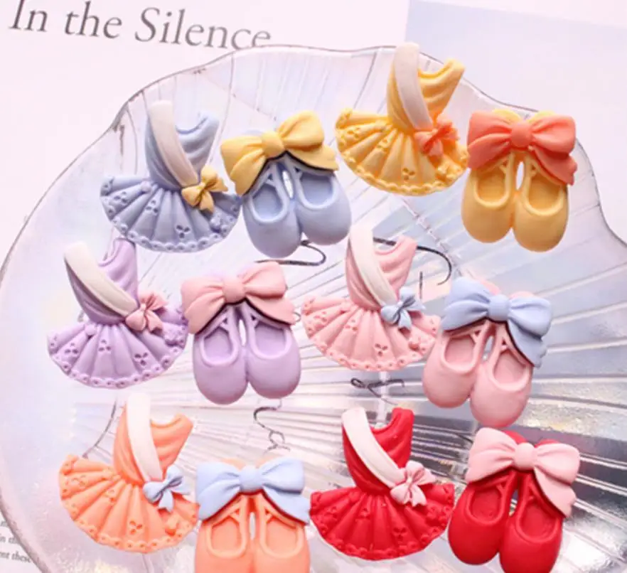 Kawaii Resin New Ballet Shoes/ Dance dress Miniature Art Flatback Cabochon DIY Hair Clip/Craft Decoration