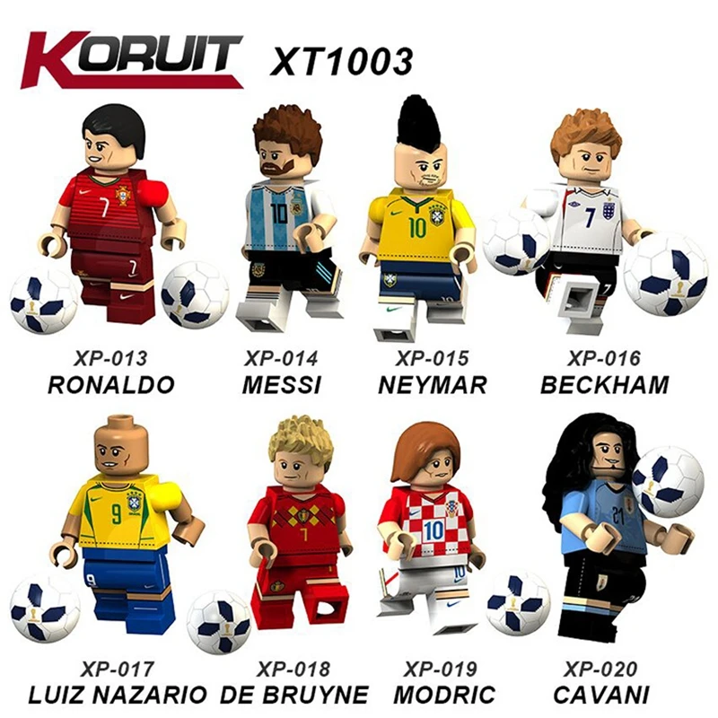 

Messi Ronaldo Neymar JR Pogba Zlatan Ibrahimovic Modric De Bruyne Ozil Chicharito Football Soccer Mini Man Compatible Legoed