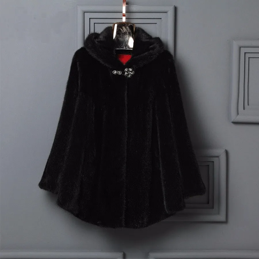 Новинка, роскошное зимнее женское пальто, натуральный мех, Полный Пелт, настоящий верх, модное, вязанное, с капюшоном, женское натуральное пальто, теплое для женщин - Цвет: black