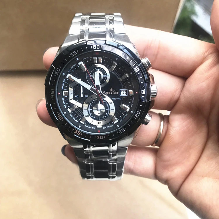 

Luxury Brand New Quartz Chronograph Men Watch Stopwatch Watches Stainless Steel Ion Plated Limited Date Display Waterproof Sport
