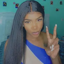 Sin costuras Yaki recto pelucas delanteras de encaje Color Natural Sintético pelucas de diadema fácil desgaste resistente al calor de fibra de cabello para las mujeres negras