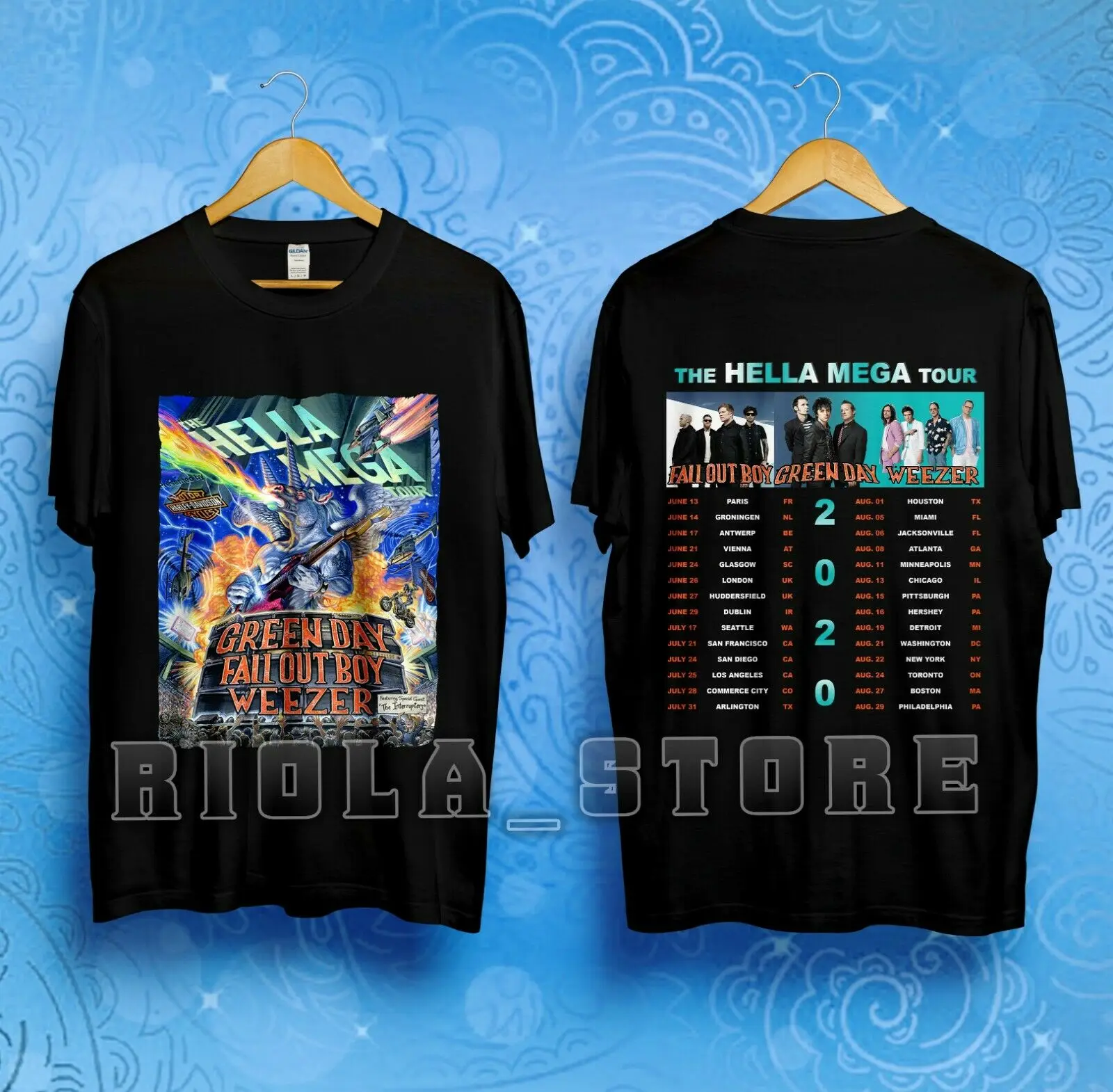 The Hella Mega Tour/2020 г. футболка с надписью Green Day Weezer Fall Out Boy модная размер S-3XL |