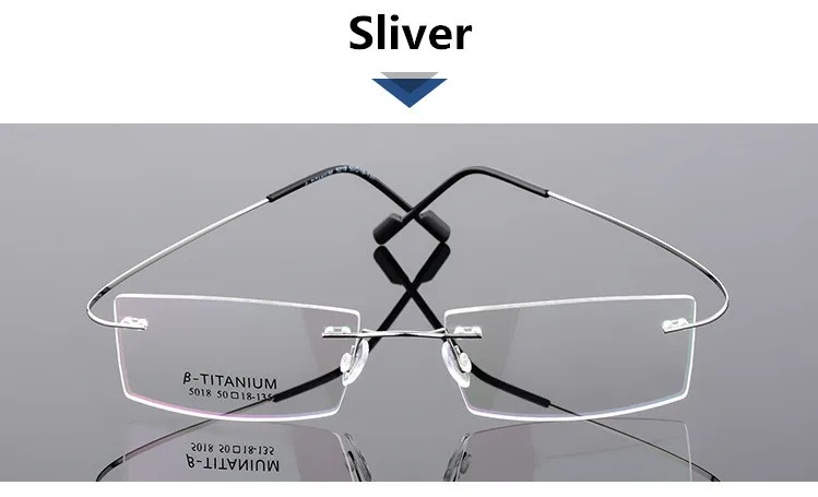 C3 Sliver Классические мужские чистые титановые ультралегкие очки без оправы оптическая Оправа очков для близорукости ультралегкие титановые очки без оправы - Цвет оправы: C3 Sliver