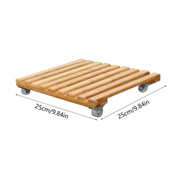 

Plant Flower Pot Removable Tray Base Roller Moving Tray with Wheel Flower Pot Tray Holder Wooden Square Flower Stand Plant Stand
