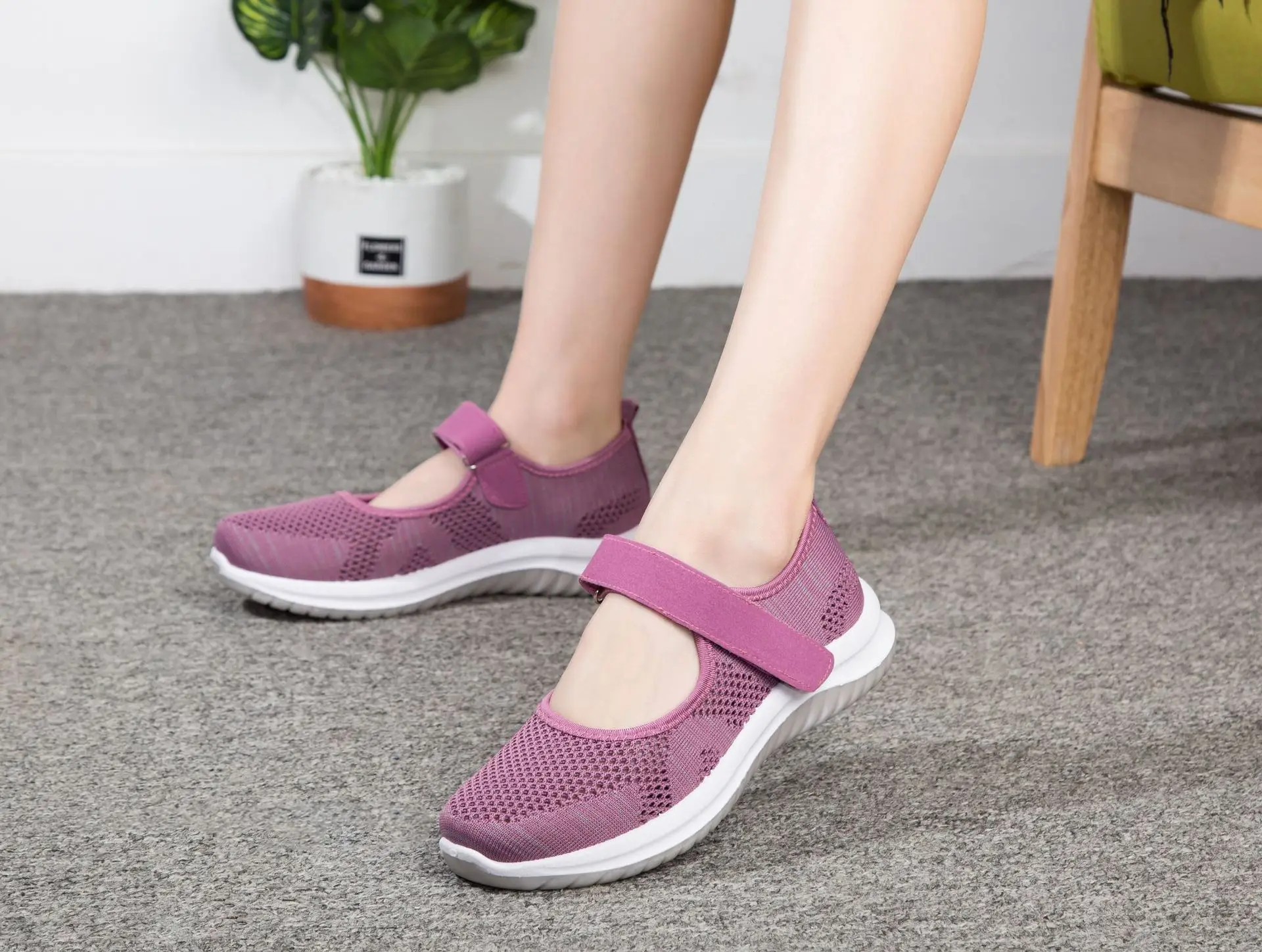 2020 summer new style women's flat shoes women's Mary Jane mesh cloth casual comfortable casual shoes shoes women