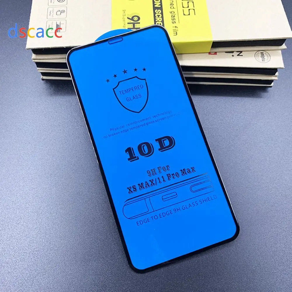 10D Tempered Glass Screen Protector for iPhone 11 Pro Max 6 6s 7 8 Plus X Xs Max Xr 100pcs DHL Free
