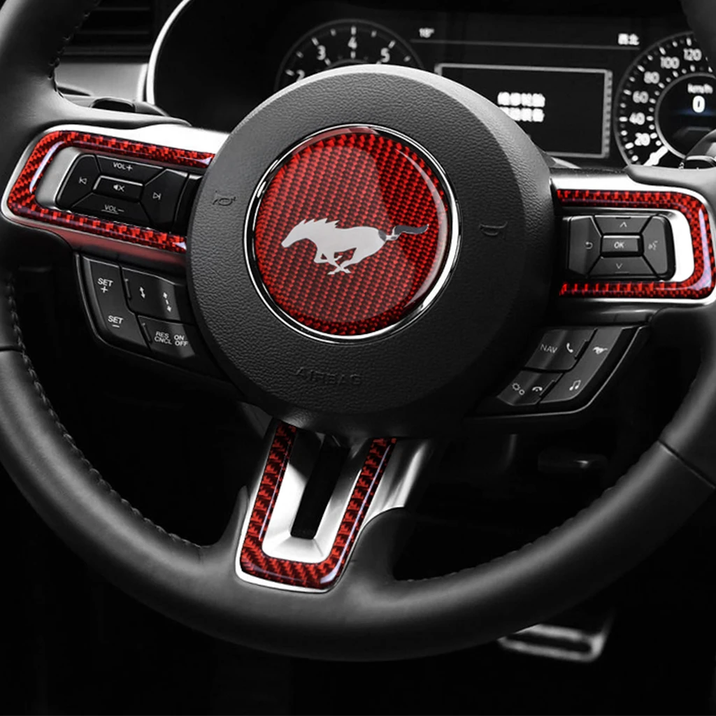 Для Ford Mustang- TPIC внутреннее Автомобильное рулевое колесо Cobra Shelby Horse логотип эмблема углеродное волокно наклейка для автомобиля Стайлинг