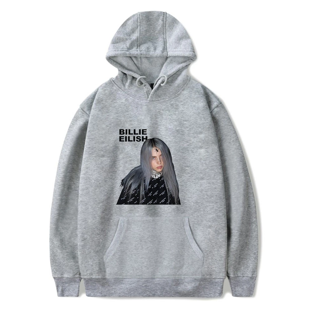 Billie Eilish, женские толстовки, свитшоты, куртки, Повседневная Толстовка с капюшоном размера d размера плюс 4XL, товар,, повседневная мода - Color: grey-1