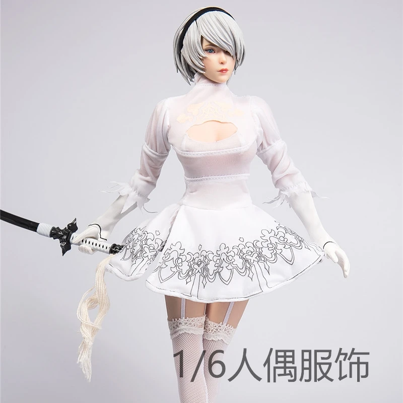 1/6 NieR:Automata 2B YoRHa белое платье одежда тим073 для 12-дюймовой экшн-фигурки сделай сам |